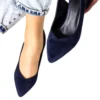 Navy Blue Thick Heel Ankle Strap Dress Shoes MA-028