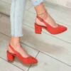 Orange Thick Heel Ankle Strap Dress Shoes MA-028