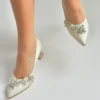 Pearl Low Heel Dress Shoes with Rhinestones