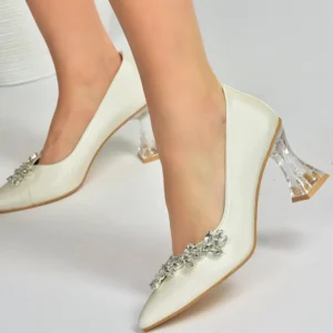 Pearl Rhinestone Low Heel Wedding Shoes RA-050