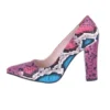Pink Chunky Heel Snake Print Shoes MA-023