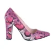 Pink Chunky Heel Snake Print Shoes MA-023