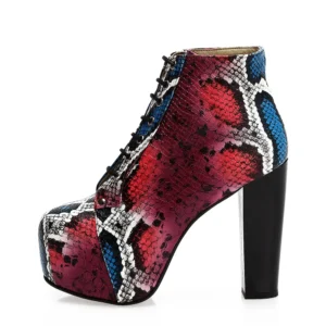 Pink Platform Lace up Ankle Boots