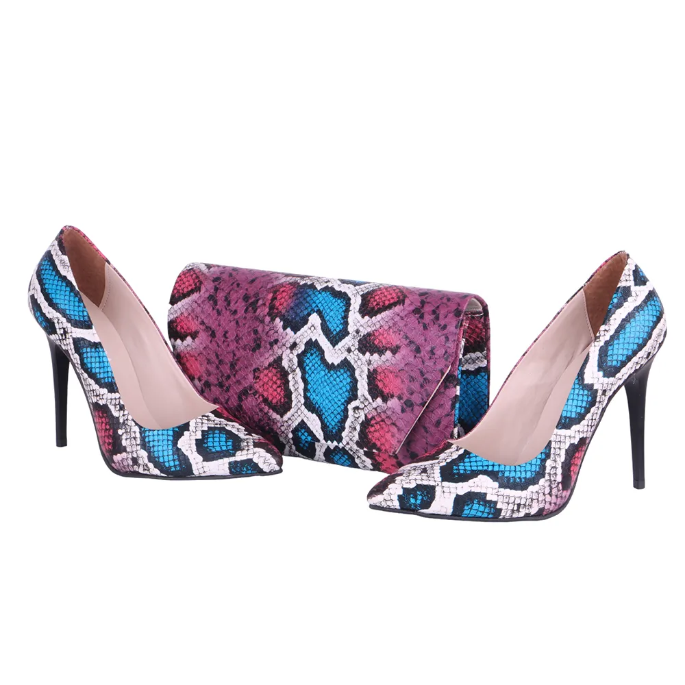 Pink Stiletto Shoes and Bag Set for Women