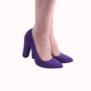 Purple Suede Chunky Heel Shoes for Ladies MA-023