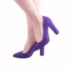 Purple Suede Chunky Heel Shoes for Ladies MA-023