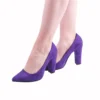 Purple Suede Chunky Heel Shoes for Ladies MA-023