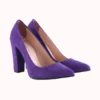 Purple Suede Chunky Heel Shoes for Ladies MA-023