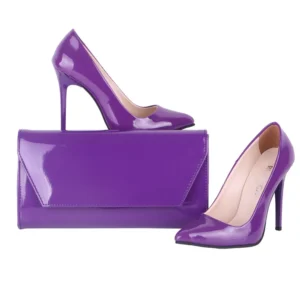 Purple Stiletto Shoes and Bag Set for Women MA-021