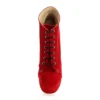 Red Suede Platform Lace up Ankle Boots
