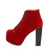 Red Suede Platform Lace up Ankle Boots