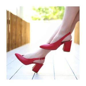 Red Ankle Strap Block Heel for Women MA-028