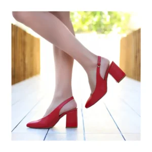 Red Ankle Strap Block Heel for Women MA-028