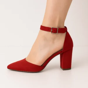 Red Ankle Strap Party Pumps Women RA-062
