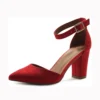 Red Ankle Strap Party Pumps Women RA-062
