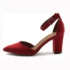 Red Ankle Strap Party Pumps Women RA-062