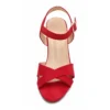 Red Ankle Strap Strappy Chunky Heel Sandals