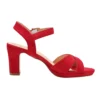 Red Ankle Strap Strappy Chunky Heel Sandals