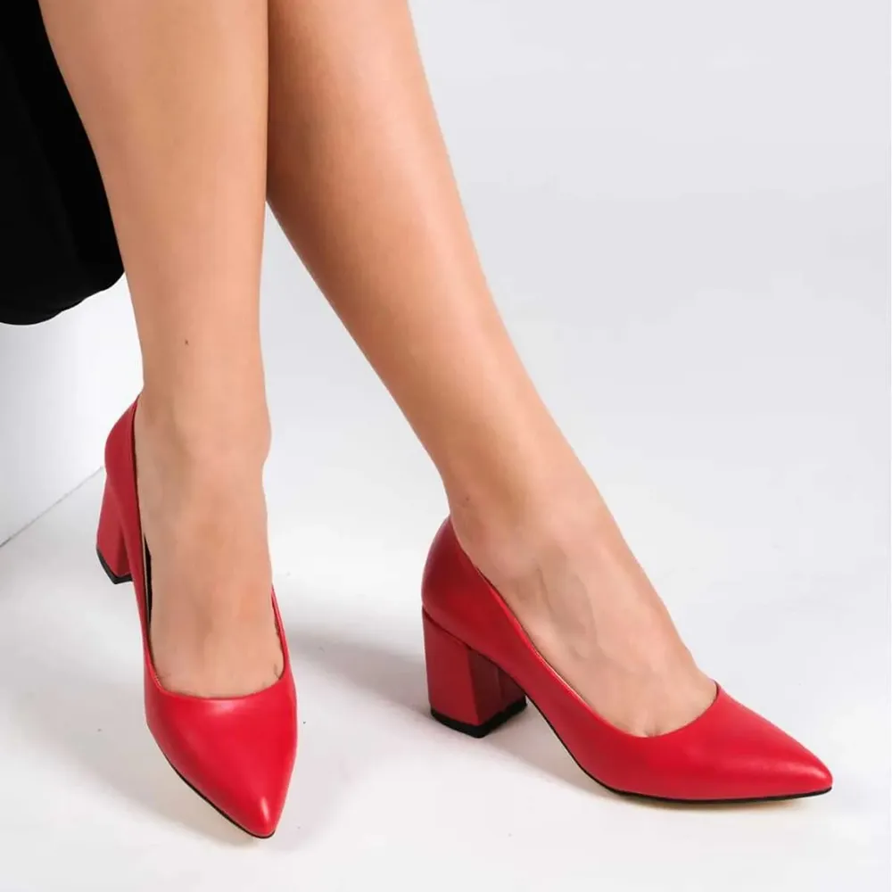 Red Low Heel Shoes for Women MA-024