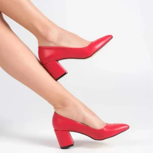 Red Low Heel Shoes for Women MA-024