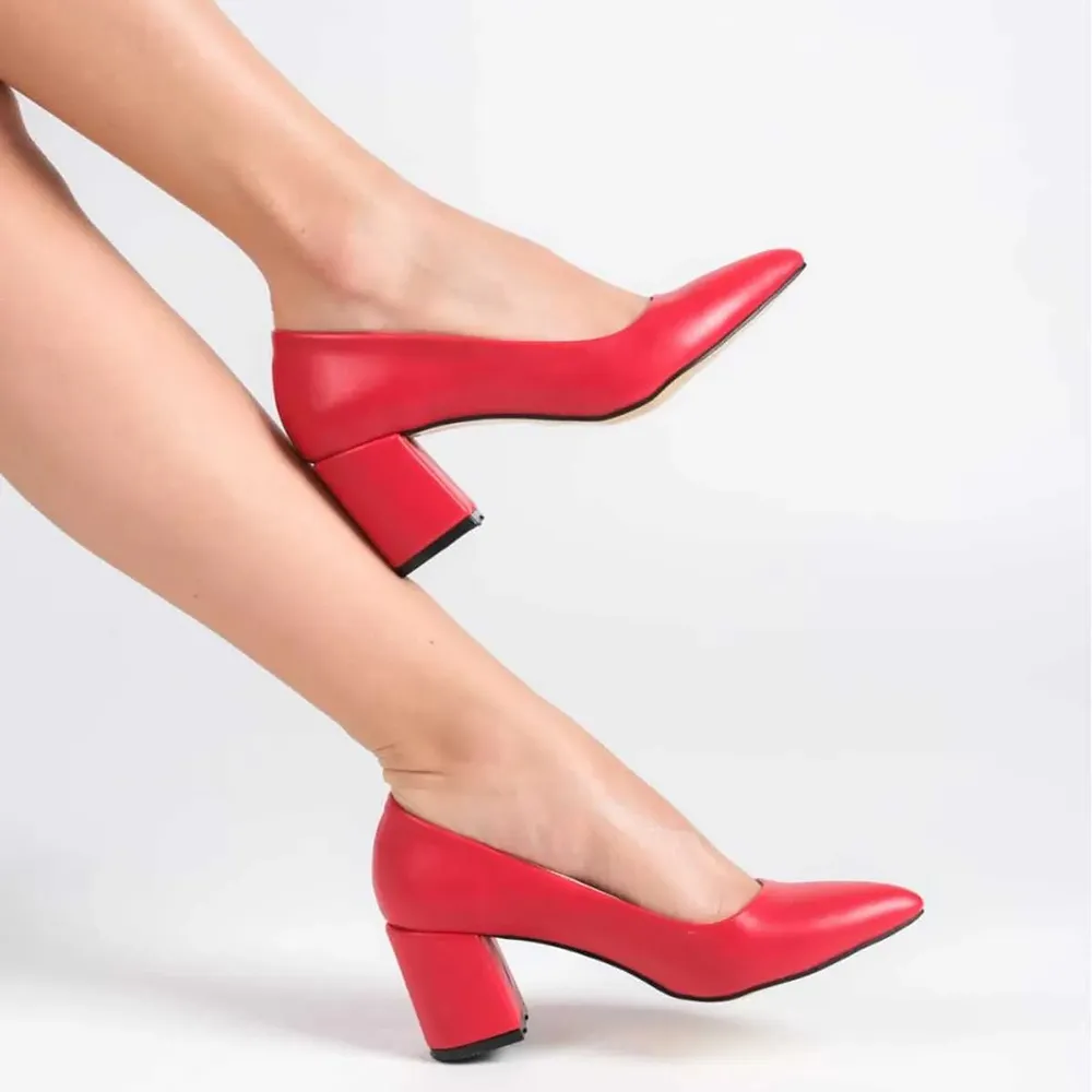 Red Low Heel Shoes for Women MA-024