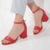 Red Short Heel Sandals for Women RA-155