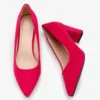 Red Suede Low Heel Shoes for Women MA-024