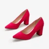 Red Suede Low Heel Shoes for Women MA-024