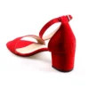 Red Suede Short Heel Sandals for Women RA-155