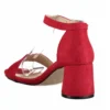 Red Suede Short Heel Sandals for Women RA-155