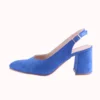 Sax Blue Thick Heel Ankle Strap Dress Shoes MA-028