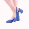 Sax Blue Thick Heel Ankle Strap Dress Shoes MA-028