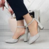 Silver Ankle Strap Party Pumps Women RA-062