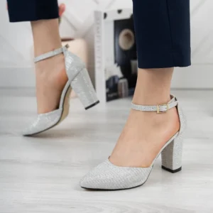 Silver Ankle Strap Party Pumps Women RA-062