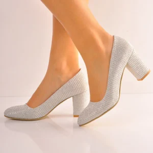 Silver Low Heel Dress Shoes Women MA-024