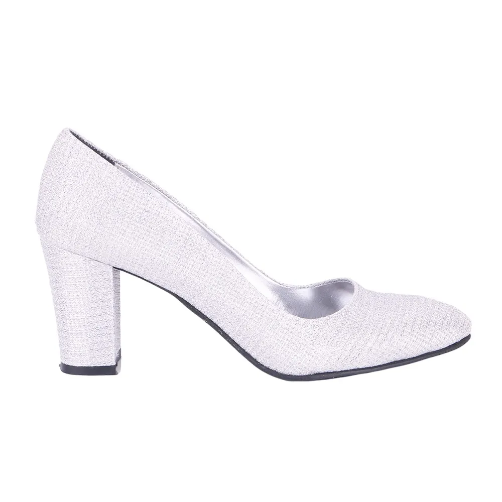 Silver Low Heel Dress Shoes Women MA-024