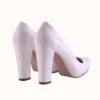 White Block Heel Pumps for Women MA-023