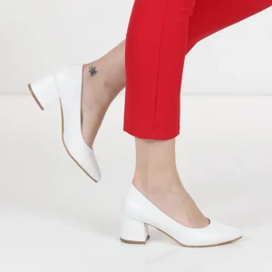 White Low Heel Shoes for Women MA-024