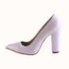 White Block Heel Pumps for Women MA-023