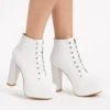 White Crocodile Platform Lace up Ankle Boots