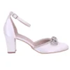 White Low Heel Bow Shoes for Women RA-032