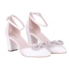 White Low Heel Bow Shoes for Women RA-032