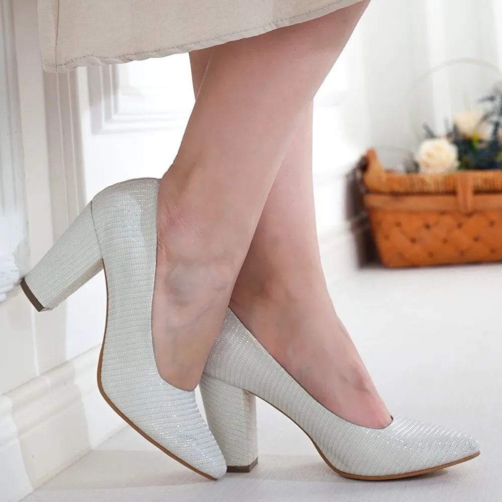 White Low Heel Dress Shoes Women MA-024