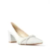 White Satin Low Heel Wedding Shoes for Bride MA-042