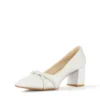 White Satin Low Heel Wedding Shoes for Bride MA-042