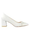 White Satin Low Heel Wedding Shoes for Bride MA-042