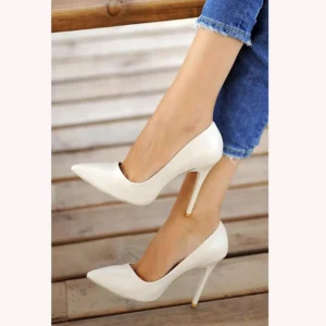 White Stiletto Pumps Heels MA-021