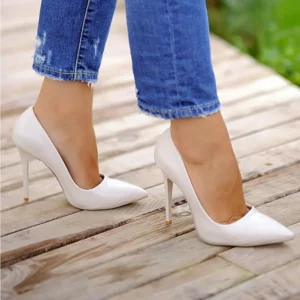 White Stiletto Pumps Heels MA-021