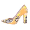 Yellow Chunky Heel Snake Print Shoes MA-023
