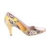 Yellow Kitten Heel Shoes and Bag Set for Women